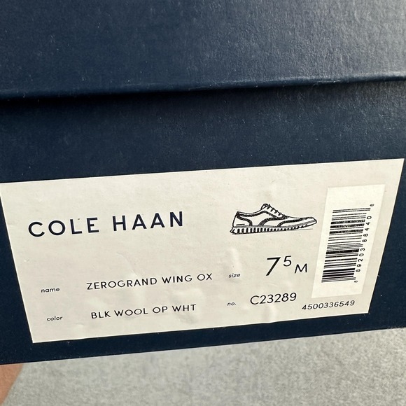 Cole Haan Zerogrand Wing Ox Dress Shoes Mens Size 7.5M Black Wool Wingtip - Picture 8 of 13